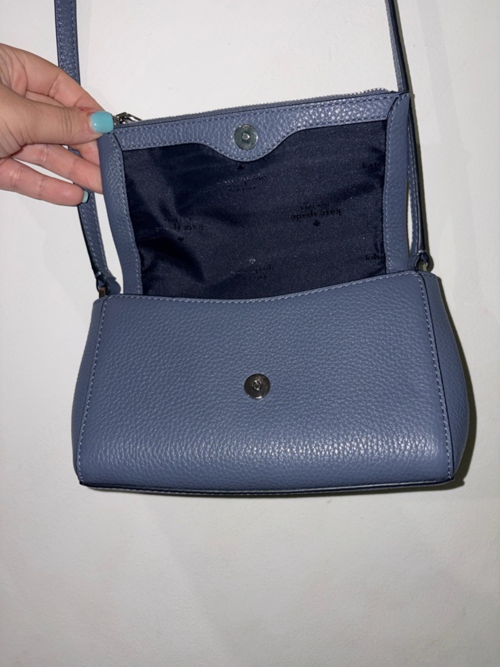 NWOT kate spade Pebbled Leather Purse -  Light Navy - Picture 3 of 7
